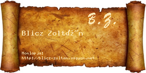 Blicz Zoltán névjegykártya